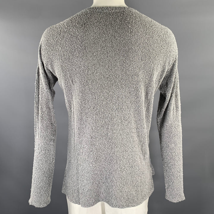JOHN ELLIOTT Size L Grey Black Textured Cotton Nylon Boat Neck Pullover