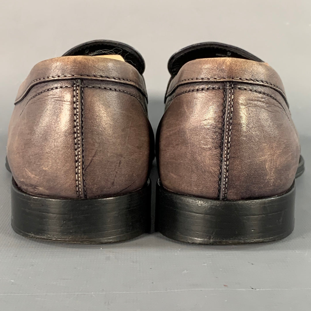TOD'S Size 9 Grey Leather Split Toe Penny Loafers
