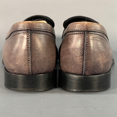 TOD'S Size 9 Grey Leather Split Toe Penny Loafers