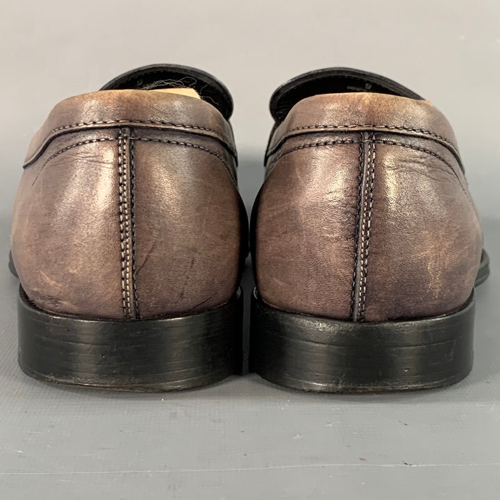 TOD'S Size 9 Grey Leather Split Toe Penny Loafers