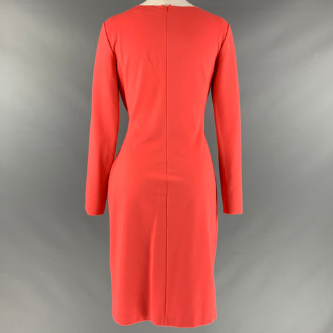 EMPORIO ARMANI Size 6 Orange Viscose Blend Faux Wrap Dress
