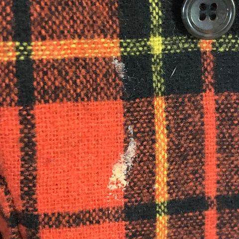 GUCCI Size XL Orange Black & Yellow Plaid Cotton Shirt Jacket Long Sleeve Shirt