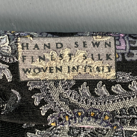 ROBERT TALBOTT Black Grey Purple Paisley Silk Tie