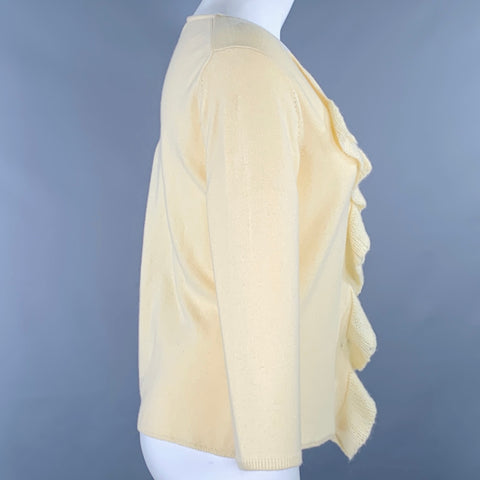 MAXSTUDIO Size M Yellow Cashmere Knit Ruffle Cardigan