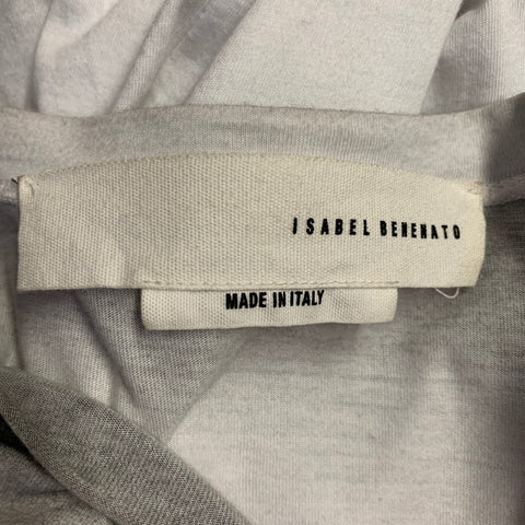 ISABEL BENENATO Size XL White Grey Ombre Cotton Scoop Neck Pullover