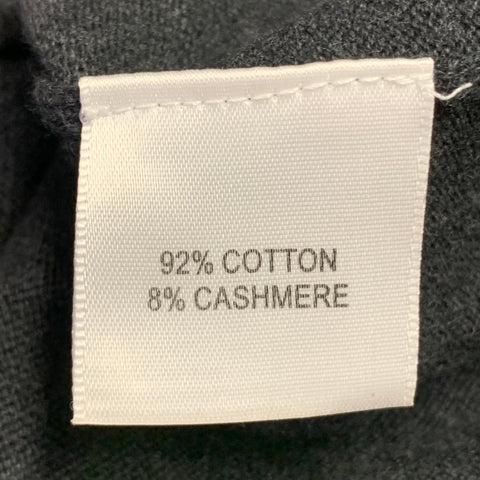 ROBERT TALBOTT Cardigan en coton et cachemire, taille XL, gris marron, bordure contrastée
