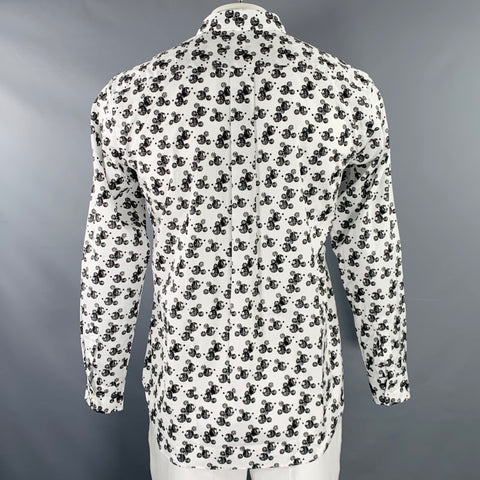 COMME des GARCONS HOMME Size L Mickey Mouse White Black Cotton Long Sleeve Shirt