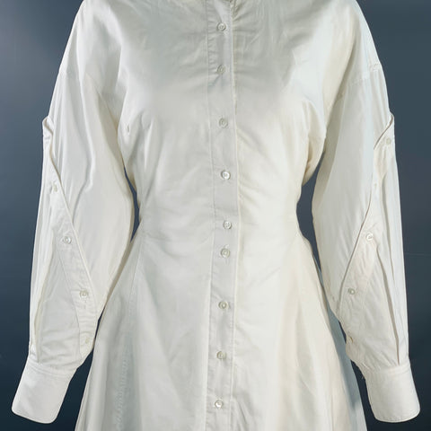 JOIE Size S White Cotton Knee Length Bishop Sleeve Shirt Dress