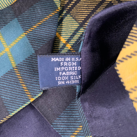 POLO by RALPH LAUREN Yellow Black & Green Plaid Silk Tie