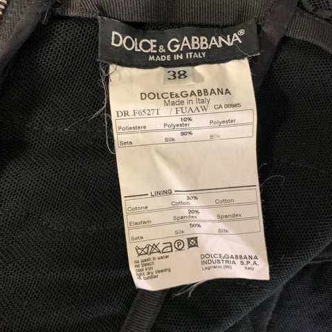 DOLCE & GABBANA Size 2 Black Polyester Ruched Cocktail Knee Length Dress