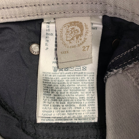 DIESEL FW16 Size 27 Tepphar Grey Distressed Cotton Blend Slim Jeans