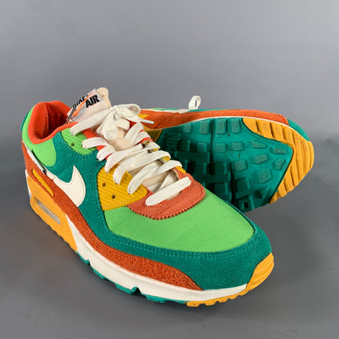 NIKE Size 12 Orange Multi-Color Layered Suede Runner Sneakers
