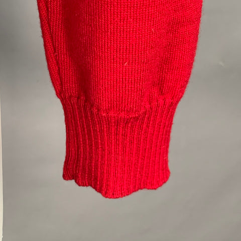 MARNI Size 4 Red Beige Wool Textured Crew Neck Pullover