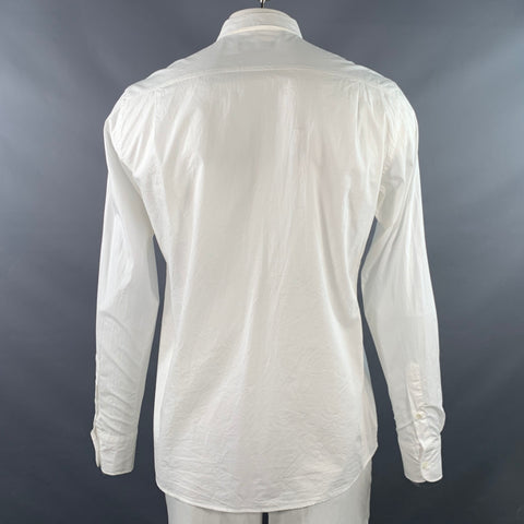 DOLCE & GABBANA Size L White Cotton Button Up Long Sleeve Shirt