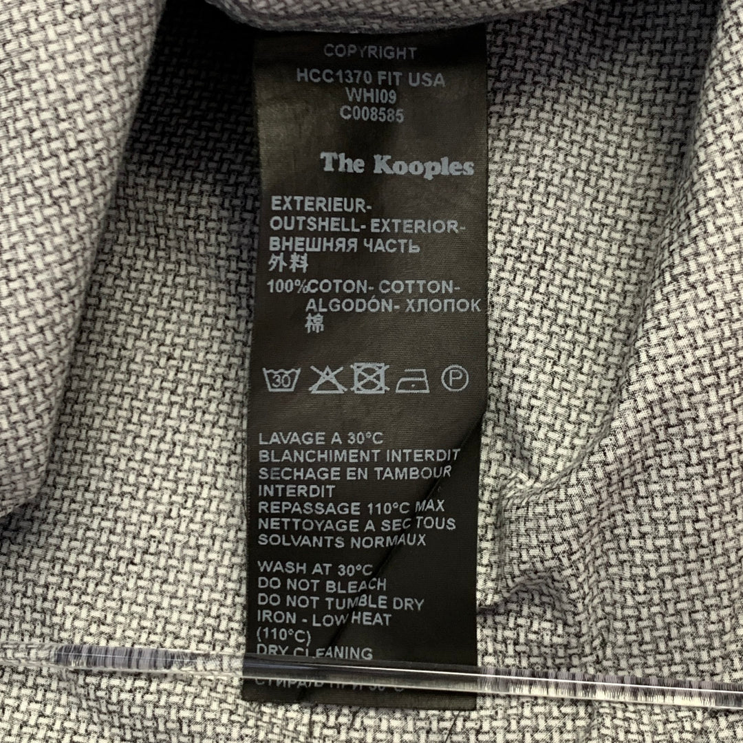 THE KOOPLES Size L Black White Cotton Basketweave Skull Hidden Buttons Fitted Long Sleeve Shirt