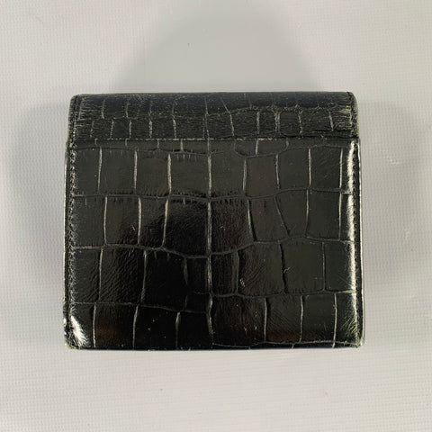 NINA RICCI Black Croc Embossed Leather Bifold Wallet