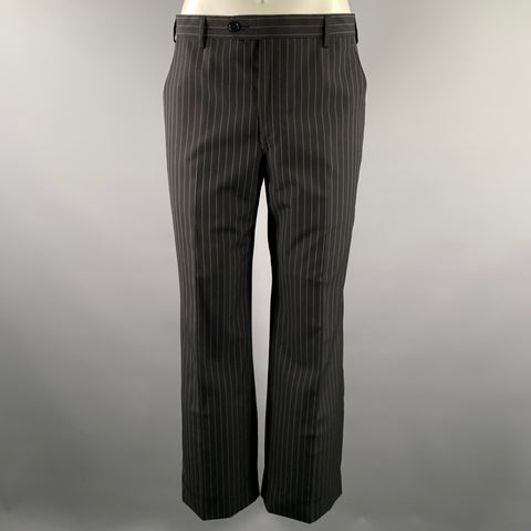 PAUL SMITH Size 38 Black White Pinstripe Wool Notch Lapel Suit