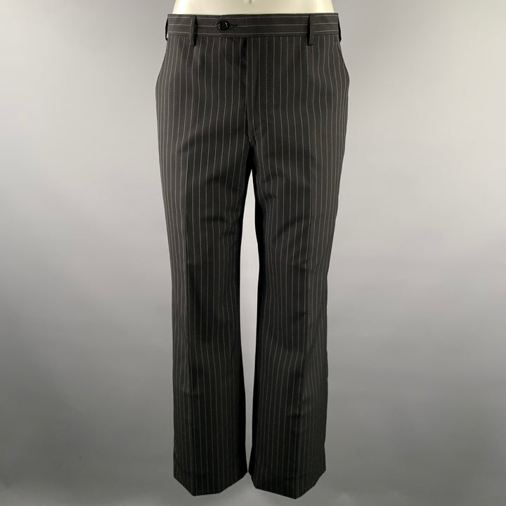 PAUL SMITH Size 38 Black White Pinstripe Wool Notch Lapel Suit