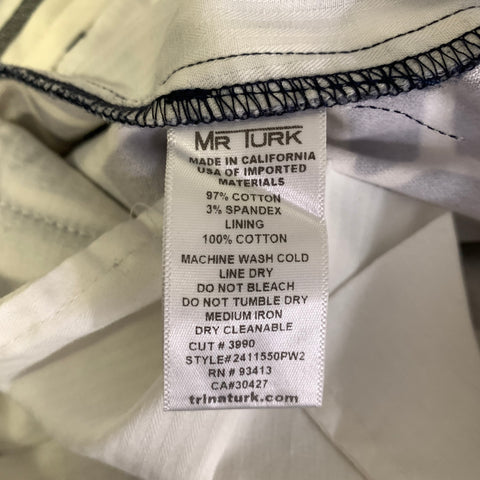 MR TURK Size 30 White Navy Tile Print Cotton Blend Slim Dress Pants