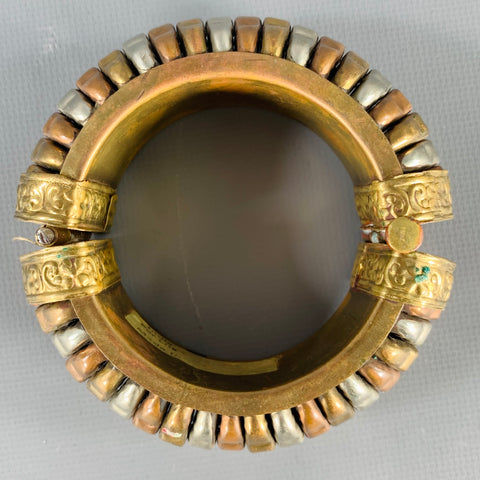Bracelet manchette VINTAGE en métal doré et argenté