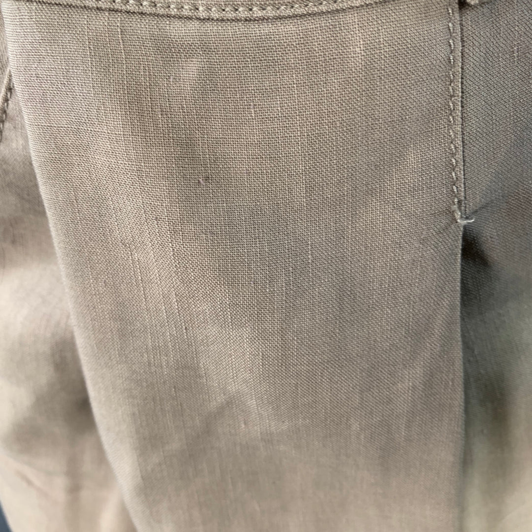 BURBERRY LONDON Size 8 Brown Wool Linen Pleated Shorts