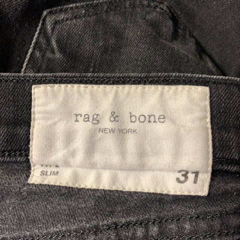 RAG & BONE Size 31 Black Stitched Cotton Blend Button Fly Jeans