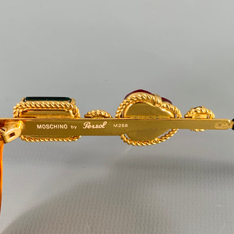 MOSCHINO Gold Green Red Tortoiseshell Jeweled Sunglasses