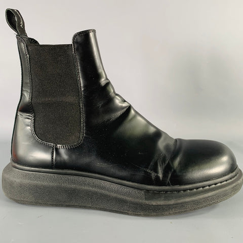 ALEXANDER MCQUEEN Size 9.5 Black Leather Platform Chelsea Boots