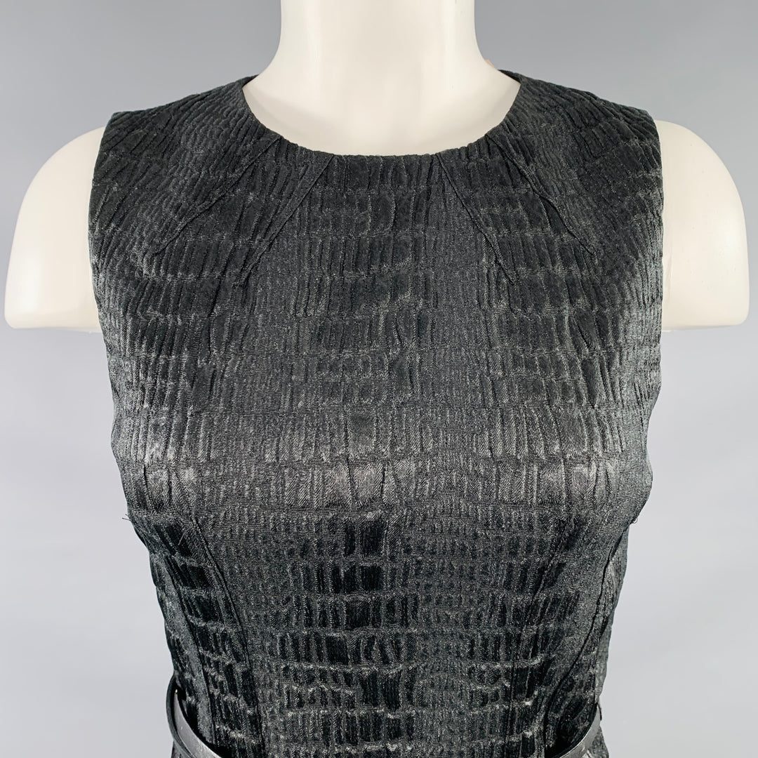 ELIE TAHARI Size 2 Black Polyester Blend Sleeveless Midi Dress