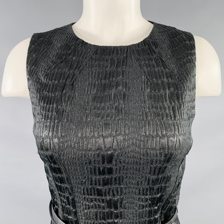 ELIE TAHARI Size 2 Black Polyester Blend Sleeveless Midi Dress