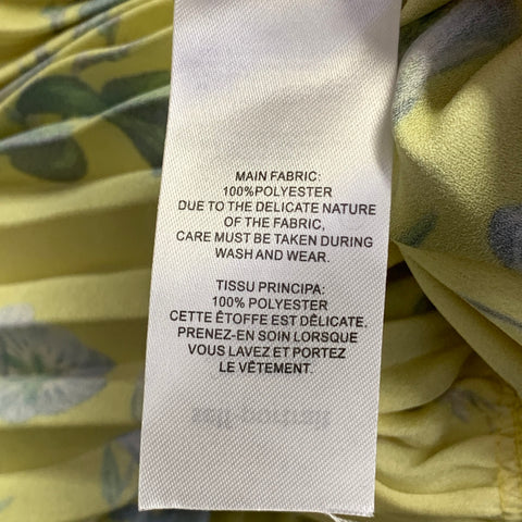 SELF-PORTRAIT Size 4 Yellow Blue Polyester Floral Pleated Off Shoulder Dress
