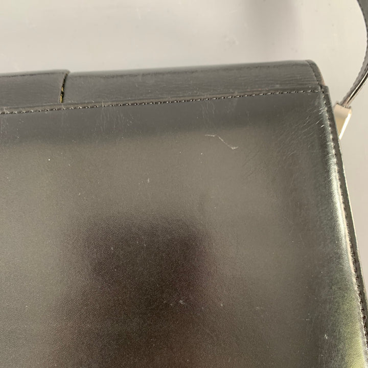 PIERRE BALMAIN Black Silver Leather Shoulder Bag Handbag