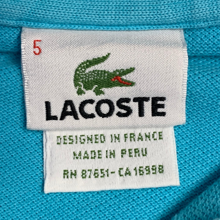 LACOSTE Size L Blue Aqua Cotton Logo Patch Polo