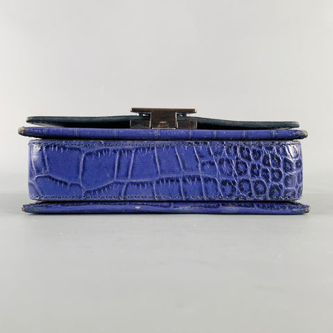 EMPORIO ARMANI Purple Croc Embossed Leather Cross Body Handbag