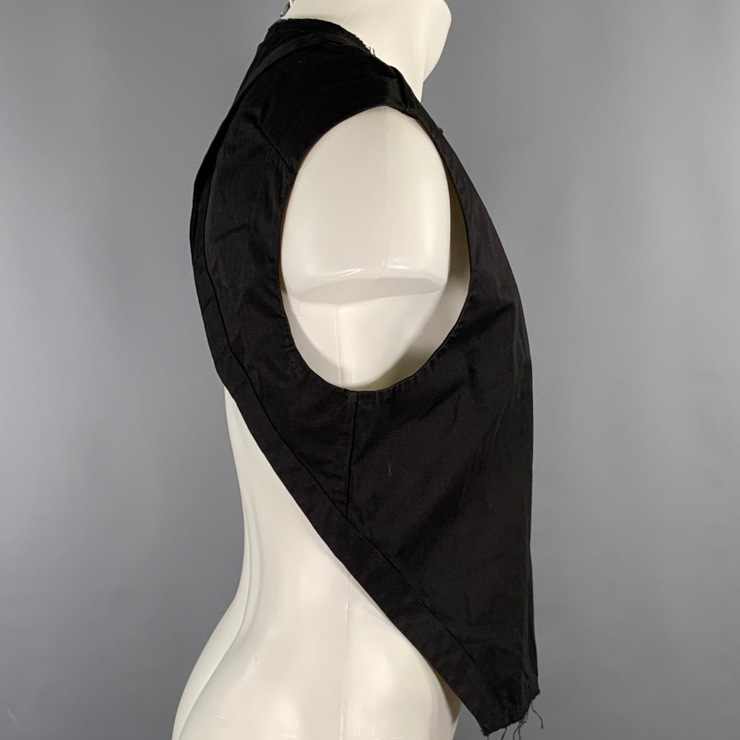 K.NGSLEY Size M Black Abstract Cotton Raw edge Vest (Indoor)