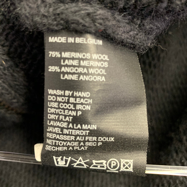 ANN DEMEULEMEESTER Size 8 Black Merino Wool Angora Double Zipper Cardigan