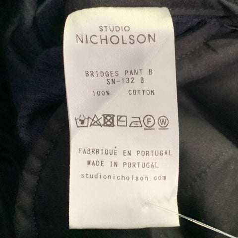 STUDIO NICHOLSON Size 34 Bridges Navy Corduroy Cotton Pleated Casual Pants