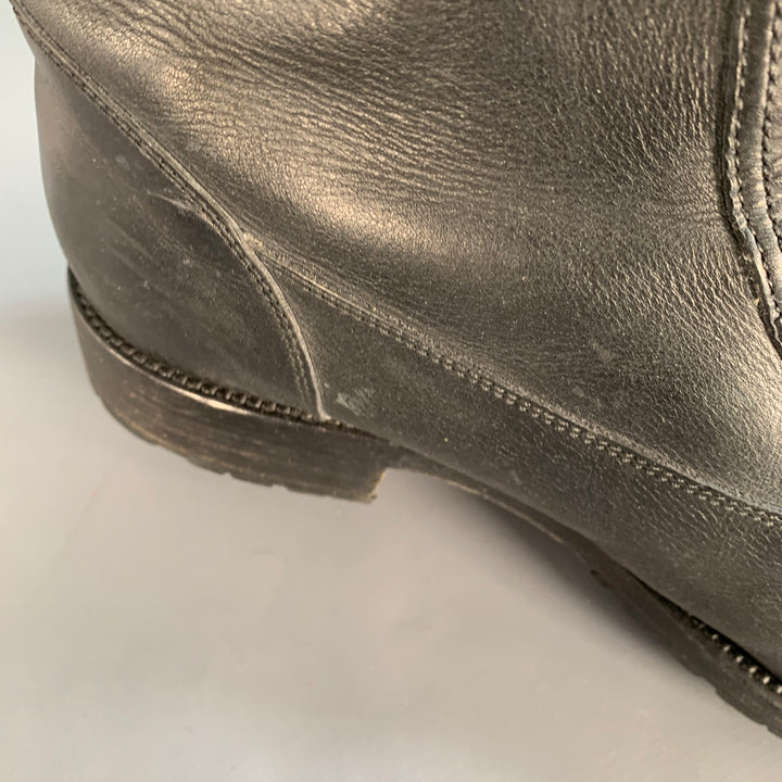 MARC JACOBS Size 10.5 Black Leather Cap Toe Zip Up Boots