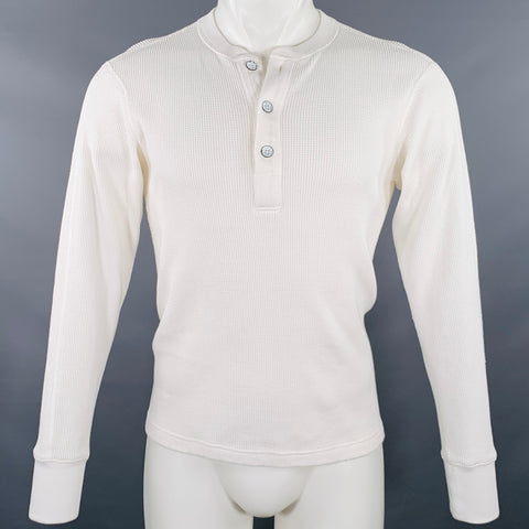 RAG & BONE Size XS White Waffle Knit Cotton Henley T-shirt