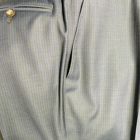 CANALI Size 42 Blue Grey Stripe Wool Single Breasted Notch Lapel Suit