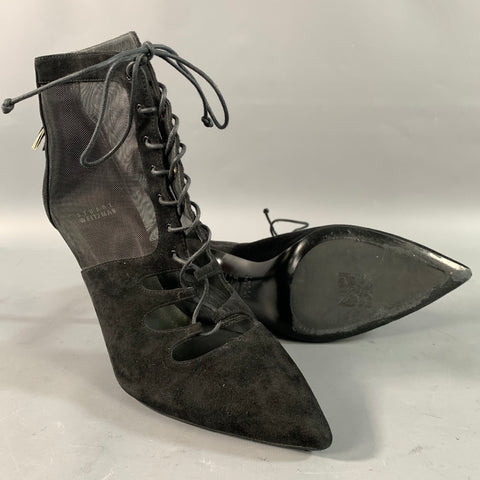 STUART WEITZMAN Size 9 Black Mesh Textured Suede Boots