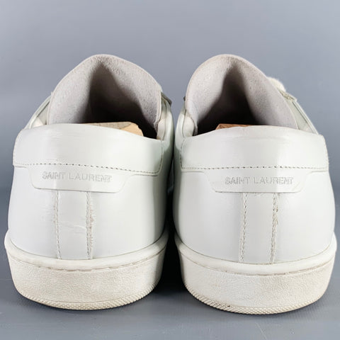 SAINT LAURENT Size 12 White Leather Low Top Sneakers