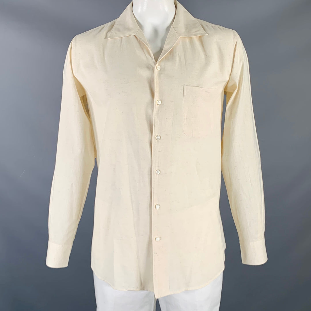 LORO PIANA Size XL Beige Cotton Blend Button Down Long Sleeve Shirt
