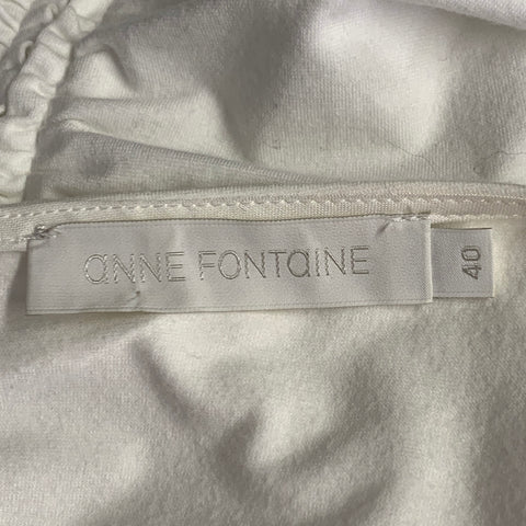 ANNE FONTAINE Size 4 Seleste White Cotton Blend Ruched Ruffled Long Sleeve Casual Top