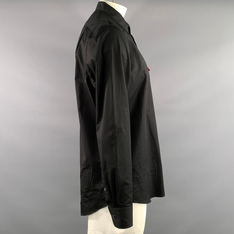 ALEXANDER MCQUEEN Size L Black Multi-Color Mixed Patterns Long Sleeve Shirt