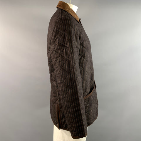 MACKINTOSH x PAUL SMITH Size XL Brown Quilted Wool & Cashmere Chore Jacket