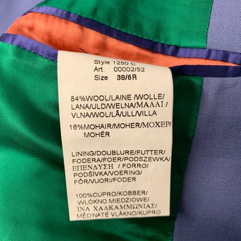 PAUL SMITH Size 38 Regular Blue Periwinkle Wool Mohair Notch Lapel Suit