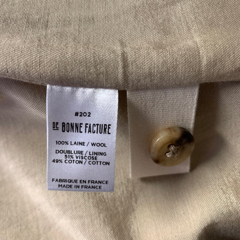 DE BONNE FACTURE Size XL Brown Beige Houndstooth Wool Button Up Jacket
