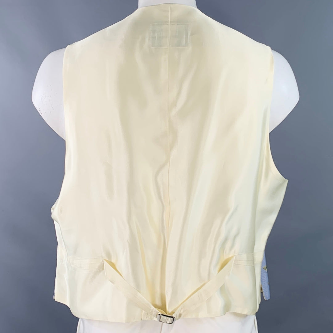 FAVOURBROOK Size 46 Blue Gold Embroidered Bees Silk Classic Vest