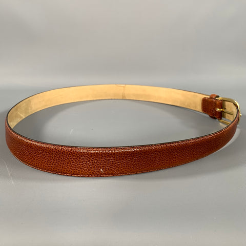 ERMENEGILDO ZEGNA Size 38 Brown Crackled Leather Belt